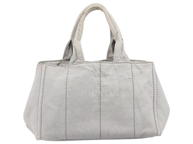 PRADA Canapa MM Handtasche Canvas Hellblau Goldfarben Auth bs37121 - Ansicht 13