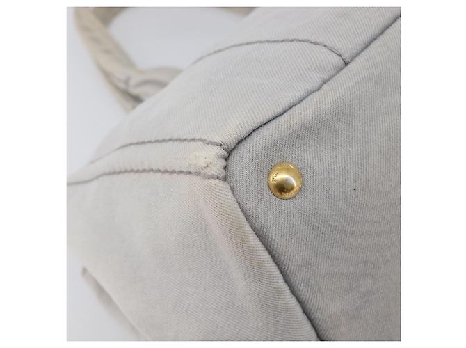 PRADA Canapa MM Handtasche Canvas Hellblau Goldfarben Auth bs37121 - Ansicht 17