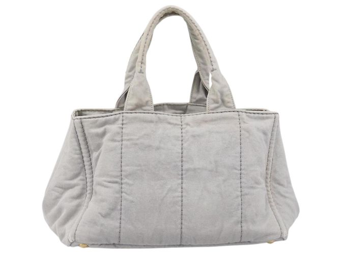 PRADA Canapa MM Handtasche Canvas Hellblau Goldfarben Auth bs37121 - Ansicht 2