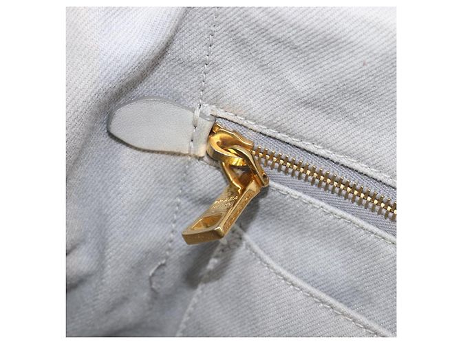 PRADA Canapa MM Handtasche Canvas Hellblau Goldfarben Auth bs37121 - Ansicht 25