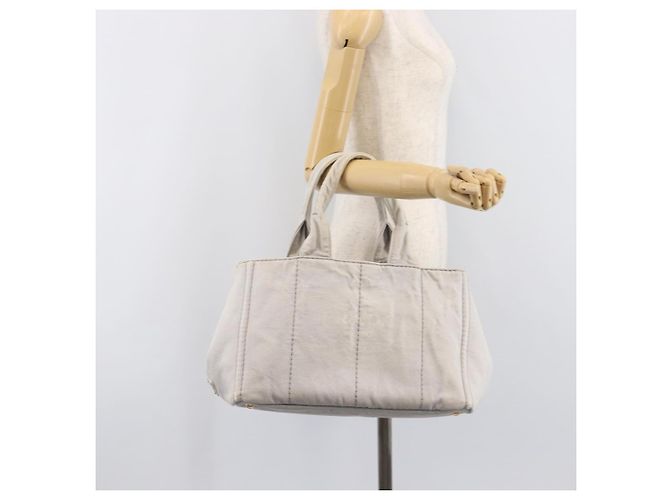 PRADA Canapa MM Handtasche Canvas Hellblau Goldfarben Auth bs37121 - Ansicht 29
