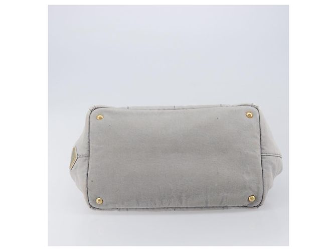 PRADA Canapa MM Handtasche Canvas Hellblau Goldfarben Auth bs37121 - Ansicht 6