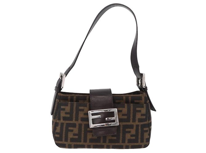 Borsa a tracolla FENDI Zucca Canvas Marrone Argento Auth yk20957SAV - vista 13