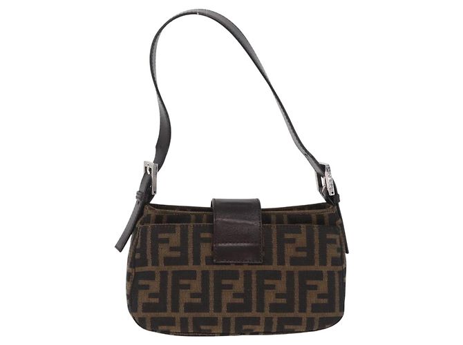 Borsa a tracolla FENDI Zucca Canvas Marrone Argento Auth yk20957SAV - vista 2