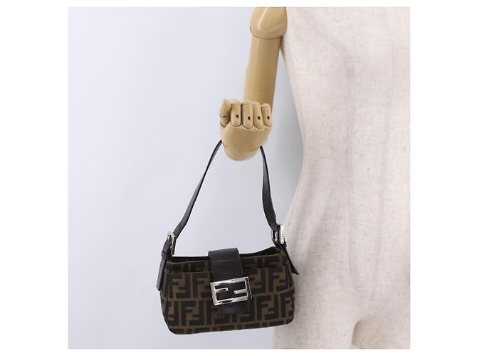 Borsa a tracolla FENDI Zucca Canvas Marrone Argento Auth yk20957SAV - vista 30