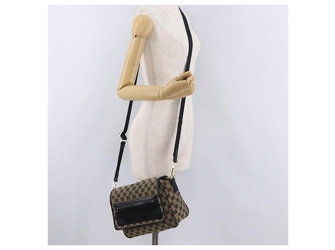Borsa a tracolla GUCCI GG Canvas Beige Gold 019 0375 Auth ka6364 D'oro - vista 30