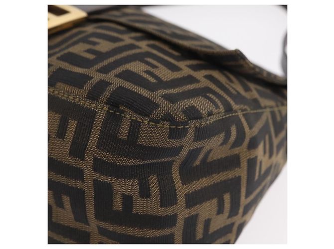 Borsa a Tracolla FENDI Zucca Canvas Mamma Baguette Nero e Marrone Auth LN208V - vista 16
