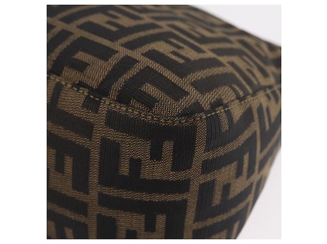 Borsa a Tracolla FENDI Zucca Canvas Mamma Baguette Nero e Marrone Auth LN208V - vista 18