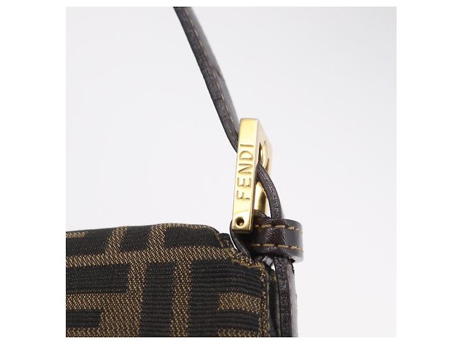 Borsa a Tracolla FENDI Zucca Canvas Mamma Baguette Nero e Marrone Auth LN208V - vista 19