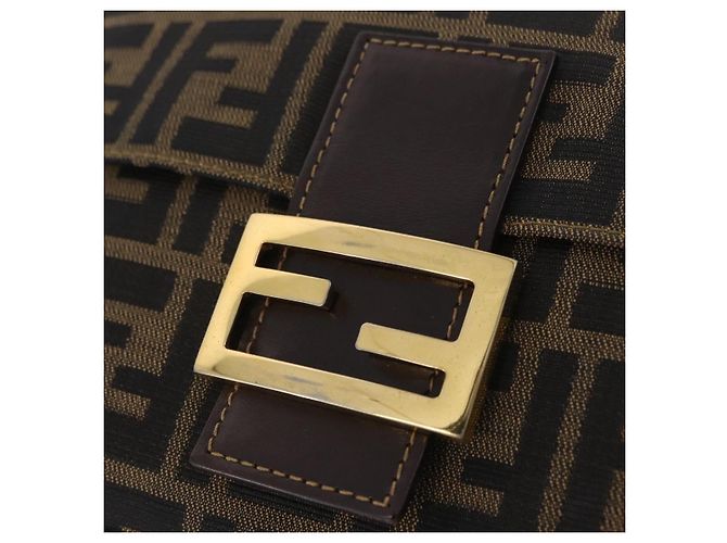 Borsa a Tracolla FENDI Zucca Canvas Mamma Baguette Nero e Marrone Auth LN208V - vista 20