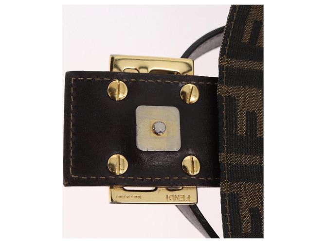 Borsa a Tracolla FENDI Zucca Canvas Mamma Baguette Nero e Marrone Auth LN208V - vista 21