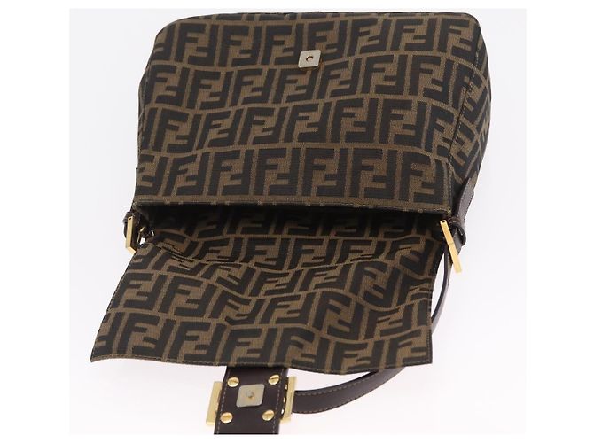 Borsa a Tracolla FENDI Zucca Canvas Mamma Baguette Nero e Marrone Auth LN208V - vista 23