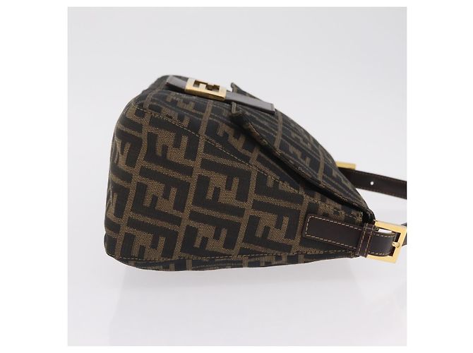 Borsa a Tracolla FENDI Zucca Canvas Mamma Baguette Nero e Marrone Auth LN208V - vista 3