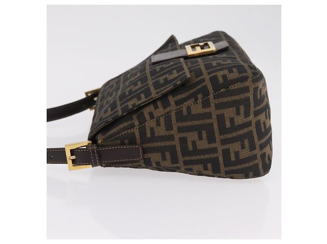 Borsa a Tracolla FENDI Zucca Canvas Mamma Baguette Nero e Marrone Auth LN208V - vista 4
