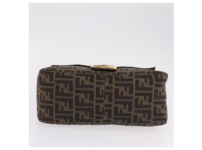Borsa a Tracolla FENDI Zucca Canvas Mamma Baguette Nero e Marrone Auth LN208V - vista 5