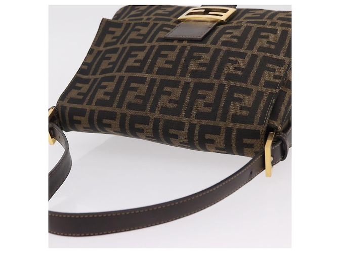 Borsa a Tracolla FENDI Zucca Canvas Mamma Baguette Nero e Marrone Auth LN208V - vista 6