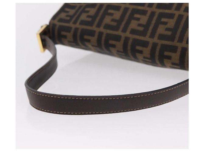 Borsa a Tracolla FENDI Zucca Canvas Mamma Baguette Nero e Marrone Auth LN208V - vista 7