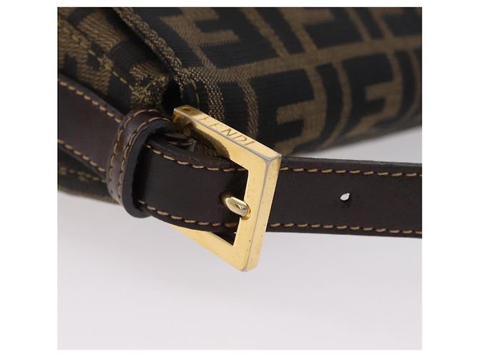 Borsa a Tracolla FENDI Zucca Canvas Mamma Baguette Nero e Marrone Auth LN208V - vista 8