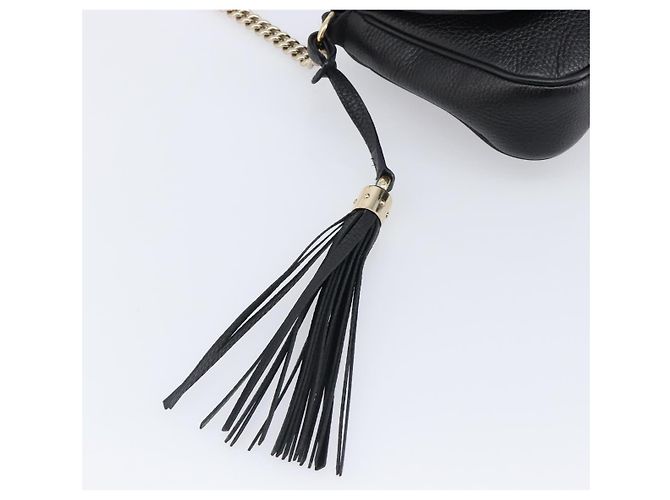 Borsa a tracolla GUCCI Soho Chain in pelle nera e oro 336752 Auth 205989M Nero D'oro - vista 16