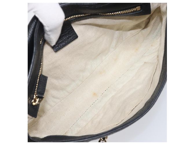 Borsa a tracolla GUCCI Soho Chain in pelle nera e oro 336752 Auth 205989M Nero D'oro - vista 19
