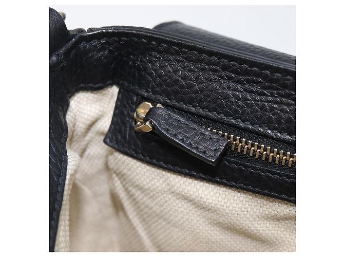 Borsa a tracolla GUCCI Soho Chain in pelle nera e oro 336752 Auth 205989M Nero D'oro - vista 23