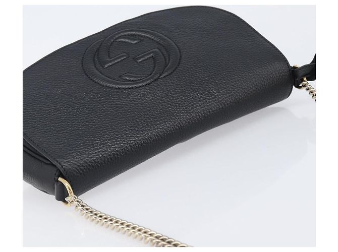 Borsa a tracolla GUCCI Soho Chain in pelle nera e oro 336752 Auth 205989M Nero D'oro - vista 6