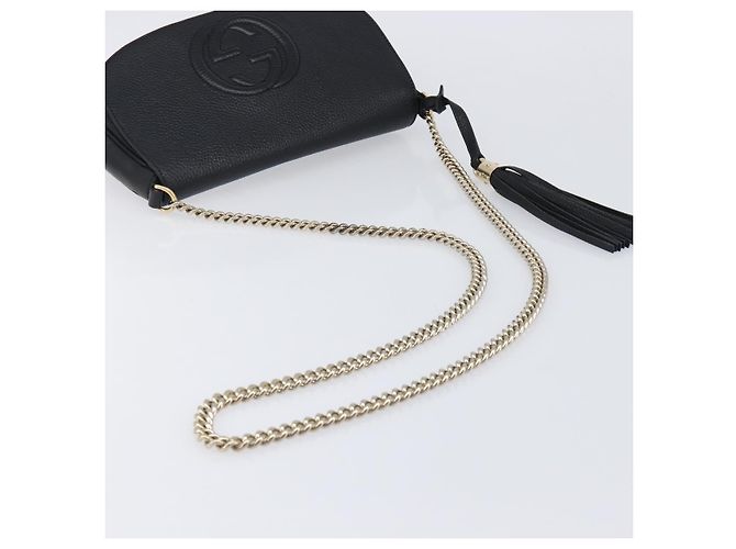 Borsa a tracolla GUCCI Soho Chain in pelle nera e oro 336752 Auth 205989M Nero D'oro - vista 7