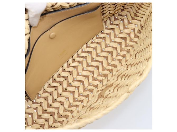 Borsa a tracolla FENDI Mamma Baguette in rafia 2way Beige Gold Auth yk20905SAM D'oro - vista 10