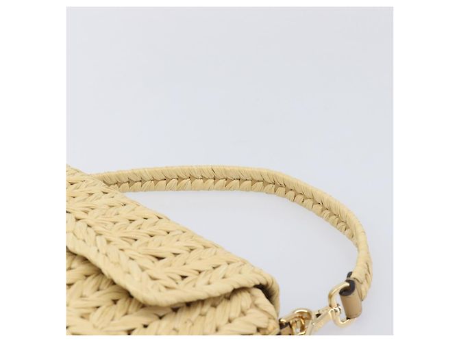Borsa a tracolla FENDI Mamma Baguette in rafia 2way Beige Gold Auth yk20905SAM D'oro - vista 14