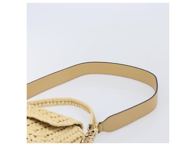 Borsa a tracolla FENDI Mamma Baguette in rafia 2way Beige Gold Auth yk20905SAM D'oro - vista 15
