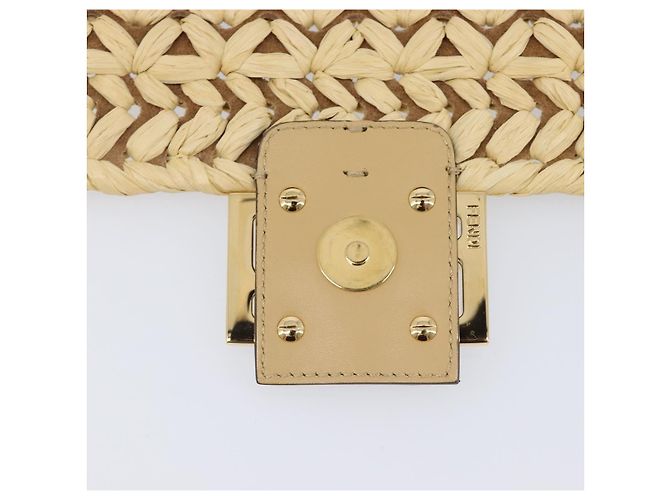 Borsa a tracolla FENDI Mamma Baguette in rafia 2way Beige Gold Auth yk20905SAM D'oro - vista 23