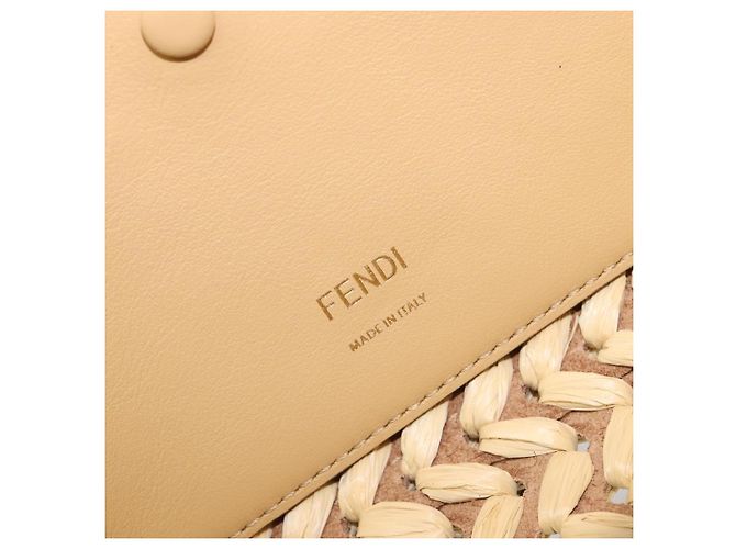 Borsa a tracolla FENDI Mamma Baguette in rafia 2way Beige Gold Auth yk20905SAM D'oro - vista 24