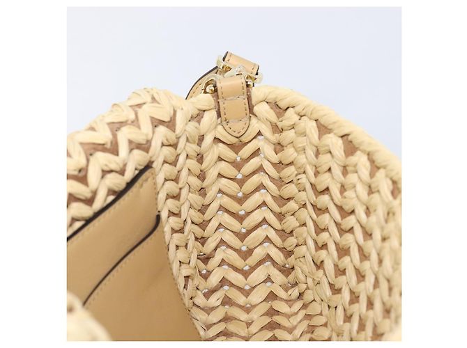 Borsa a tracolla FENDI Mamma Baguette in rafia 2way Beige Gold Auth yk20905SAM D'oro - vista 25