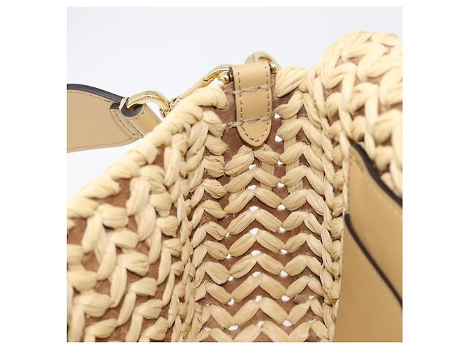 Borsa a tracolla FENDI Mamma Baguette in rafia 2way Beige Gold Auth yk20905SAM D'oro - vista 26