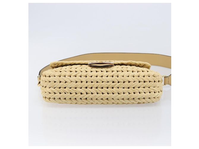 Borsa a tracolla FENDI Mamma Baguette in rafia 2way Beige Gold Auth yk20905SAM D'oro - vista 5