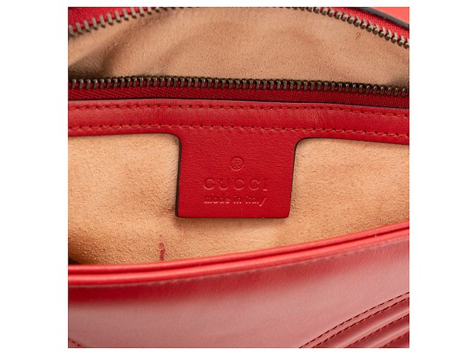 GUCCI - Borsa a tracolla GG Marmont Medium Gucci in pelle chevron rossa Rosso - vista 6