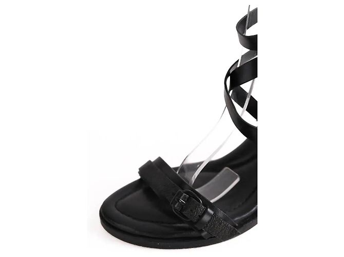 Saltos Alexander Wang em couro preto - vista 5