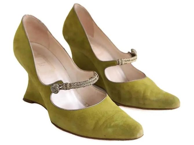 Autre Marque Dior Absatzschuhe aus grünem Wildleder - Ansicht 3