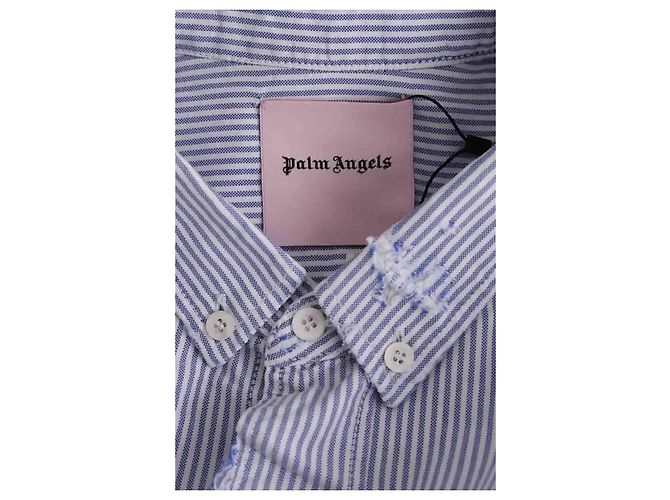 Camicia Palm Angels in cotone blu - vista 5
