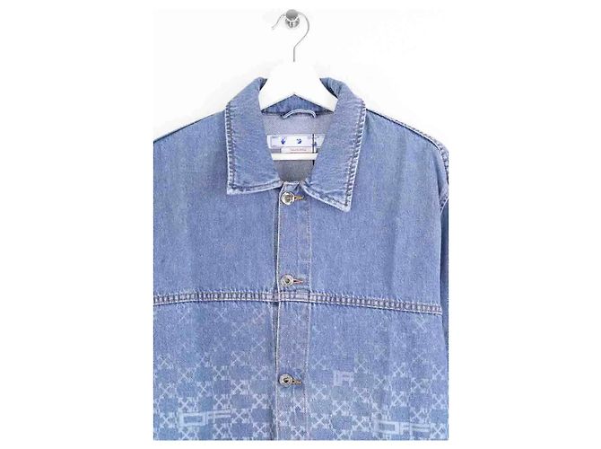 Giacca blu in cotone Off White Uomo L - vista 2