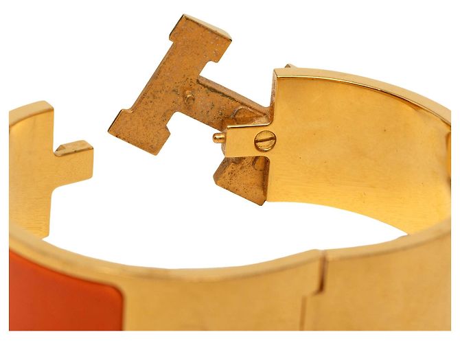 Clic H Pulsera Hermès Clic Clac H PM ancha de esmalte dorado - vista 5