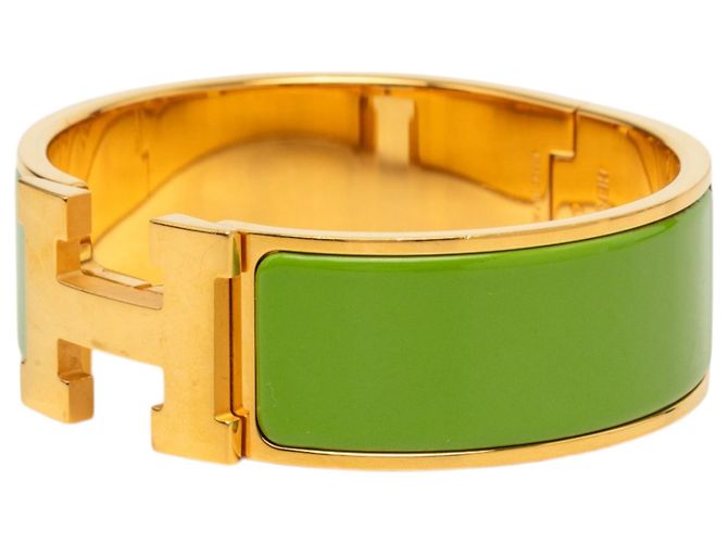 Bracciale Hermès Clic Clac H PM largo in smalto verde - vista 2