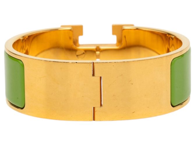 Bracciale Hermès Clic Clac H PM largo in smalto verde - vista 3