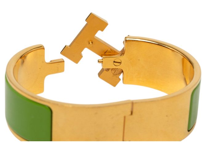 Bracciale Hermès Clic Clac H PM largo in smalto verde - vista 5