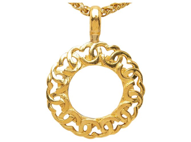 Collana lunga Chanel con pendente a lente d'ingrandimento placcata oro D'oro - vista 2