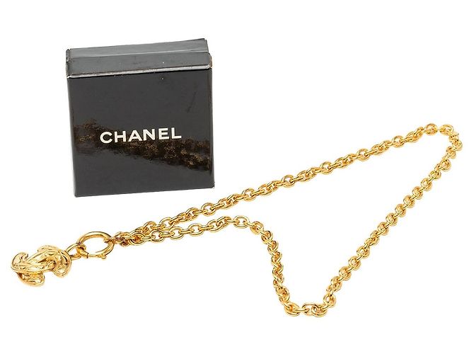 Collana con pendente matelassé Chanel CC placcato oro D'oro - vista 7