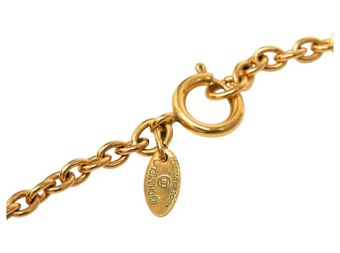 Collana con pendente rotondo Chanel CC placcato oro D'oro - vista 4
