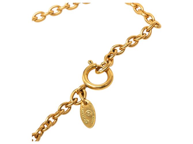 Collana con pendente rotondo Chanel CC placcato oro D'oro - vista 5