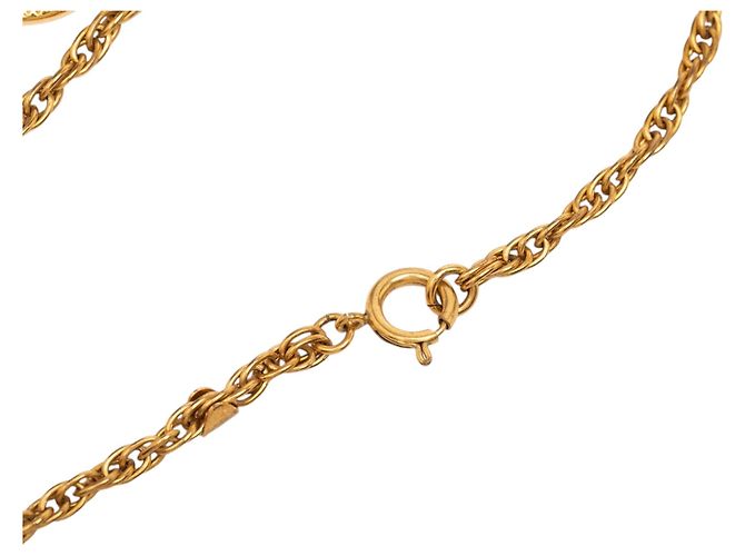 Collana con ciondolo Chanel CC placcato oro D'oro - vista 3