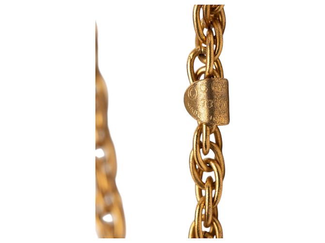Collana con ciondolo Chanel CC placcato oro D'oro - vista 4